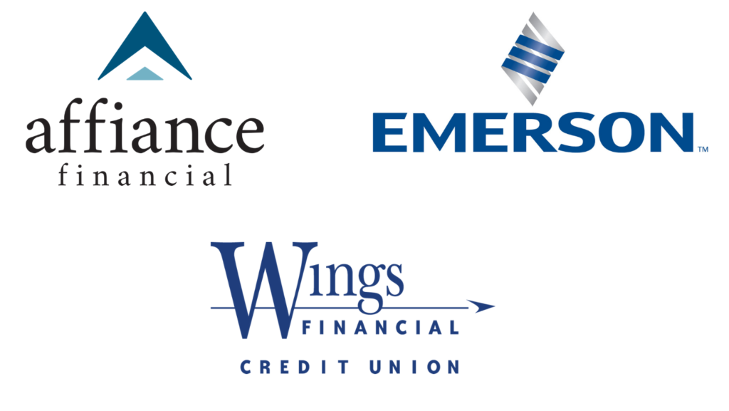 affiance, emerson, wings logos
